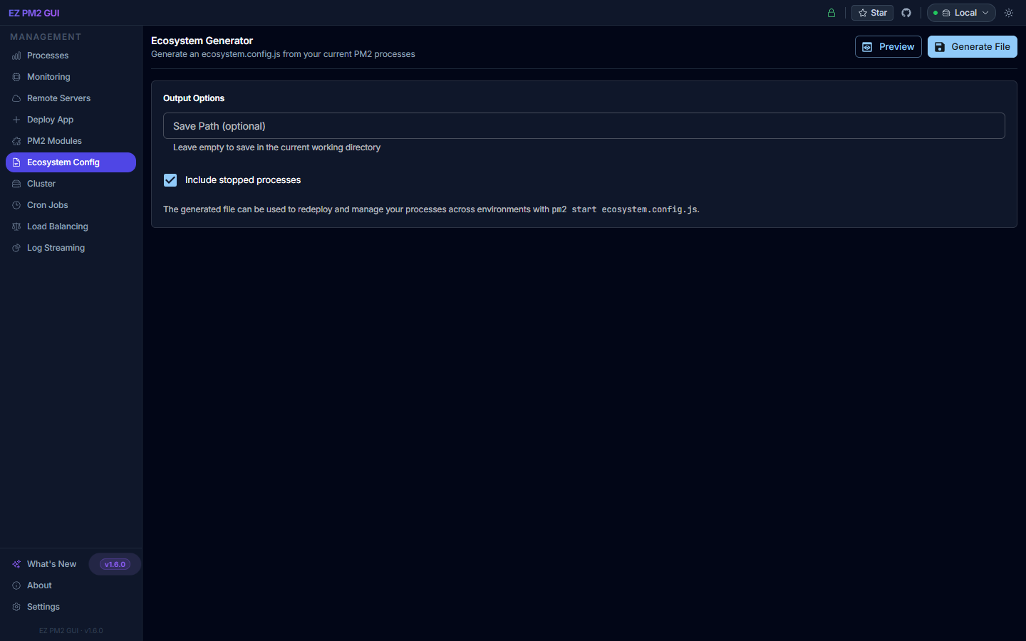 Ecosystem Config generator and editor