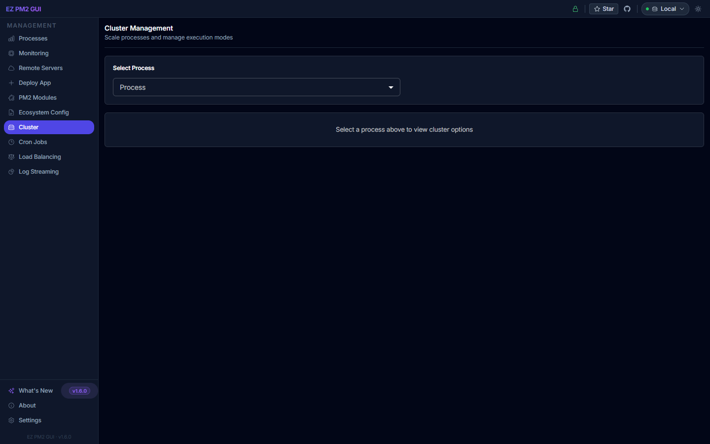 Cluster Management page